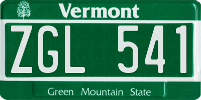 VT license plate ZGL541