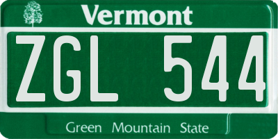 VT license plate ZGL544
