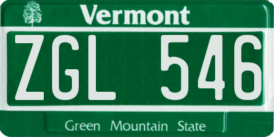 VT license plate ZGL546