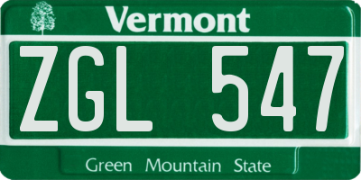 VT license plate ZGL547