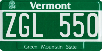 VT license plate ZGL550