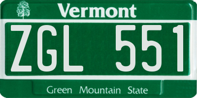 VT license plate ZGL551