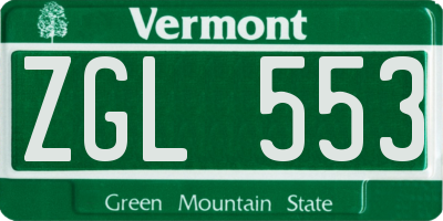 VT license plate ZGL553