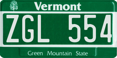 VT license plate ZGL554