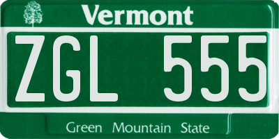 VT license plate ZGL555