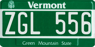 VT license plate ZGL556