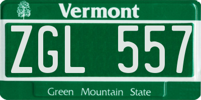 VT license plate ZGL557