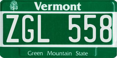 VT license plate ZGL558