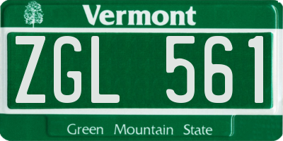 VT license plate ZGL561