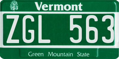 VT license plate ZGL563