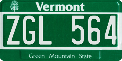 VT license plate ZGL564
