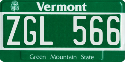 VT license plate ZGL566