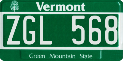 VT license plate ZGL568