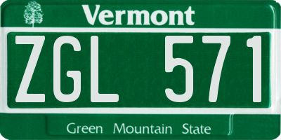 VT license plate ZGL571