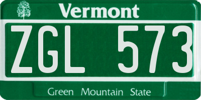 VT license plate ZGL573