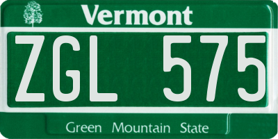 VT license plate ZGL575