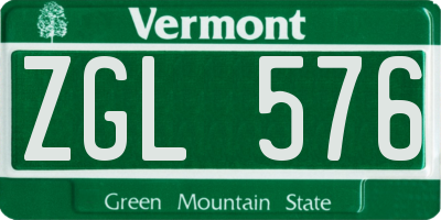 VT license plate ZGL576