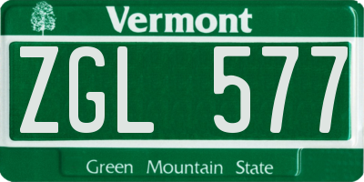 VT license plate ZGL577