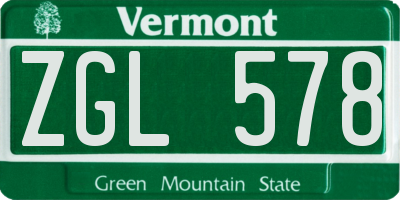 VT license plate ZGL578
