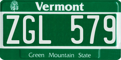 VT license plate ZGL579