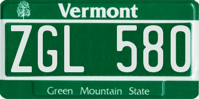 VT license plate ZGL580