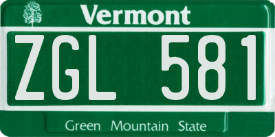 VT license plate ZGL581