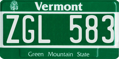 VT license plate ZGL583