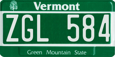 VT license plate ZGL584
