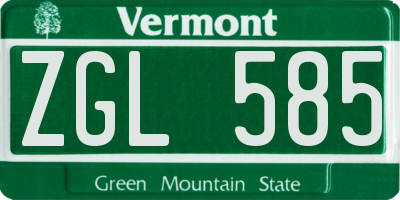 VT license plate ZGL585