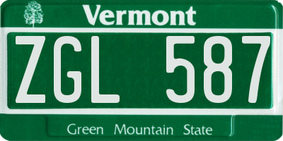 VT license plate ZGL587