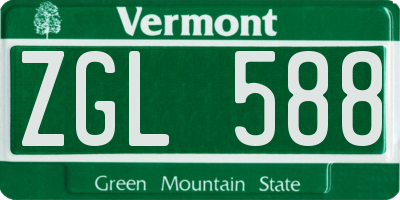 VT license plate ZGL588