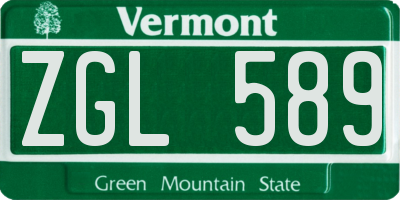VT license plate ZGL589