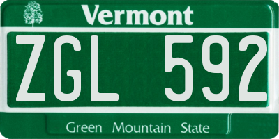 VT license plate ZGL592