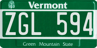 VT license plate ZGL594