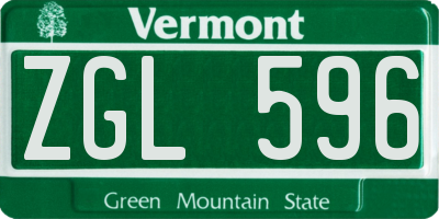 VT license plate ZGL596
