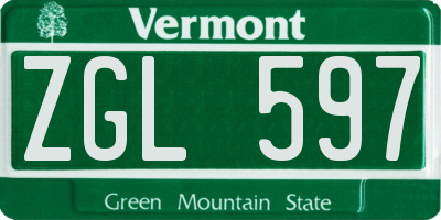 VT license plate ZGL597