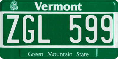 VT license plate ZGL599
