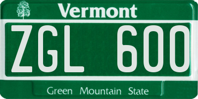 VT license plate ZGL600