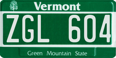 VT license plate ZGL604