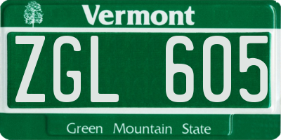 VT license plate ZGL605