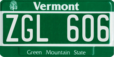 VT license plate ZGL606