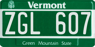 VT license plate ZGL607