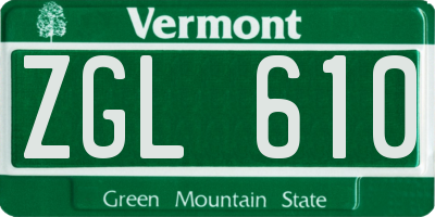 VT license plate ZGL610