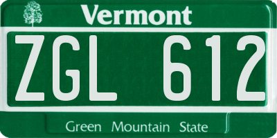 VT license plate ZGL612