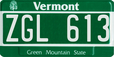 VT license plate ZGL613