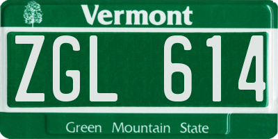 VT license plate ZGL614
