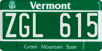 VT license plate ZGL615
