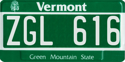VT license plate ZGL616