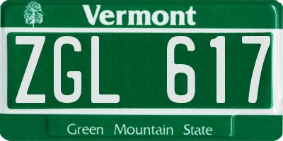 VT license plate ZGL617