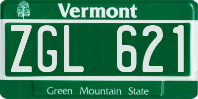 VT license plate ZGL621